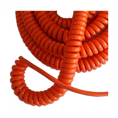 Cable spiralé orange 15m 2 x 0.75mm² polyurethane pour poignée homme-mort